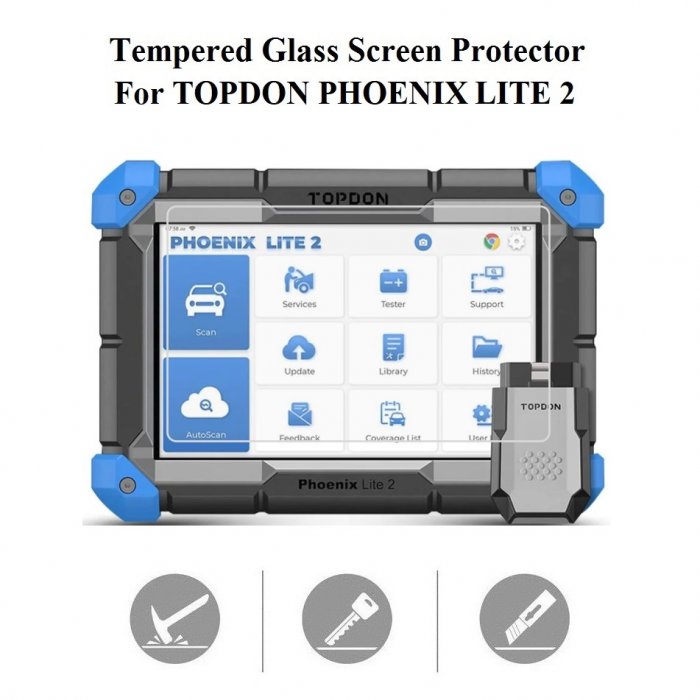Tempered Glass Screen Protector Cover for Topdon Phoenix Lite 2, Topdon- Phoenix-Lite2